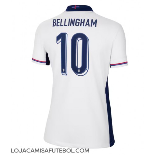 Camisa de Futebol Inglaterra Jude Bellingham #10 Equipamento Principal Mulheres Europeu 2024 Manga Curta